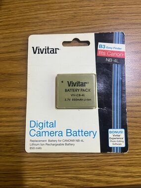Vivitar Digital Camera Battery Pack (fits Canon NB-4L) 850 mAh